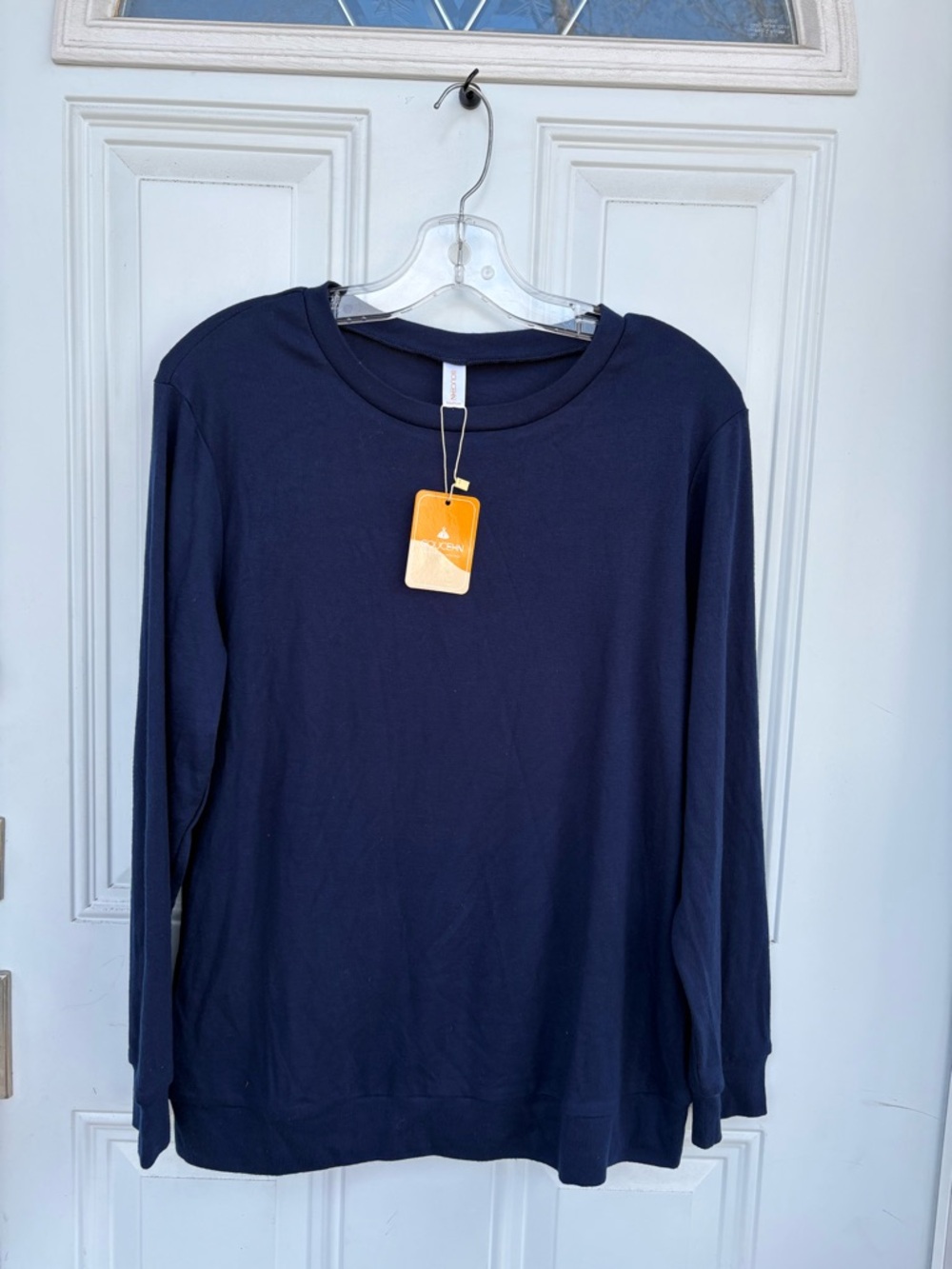 Navy Long-Sleeve Crewneck Top For Women